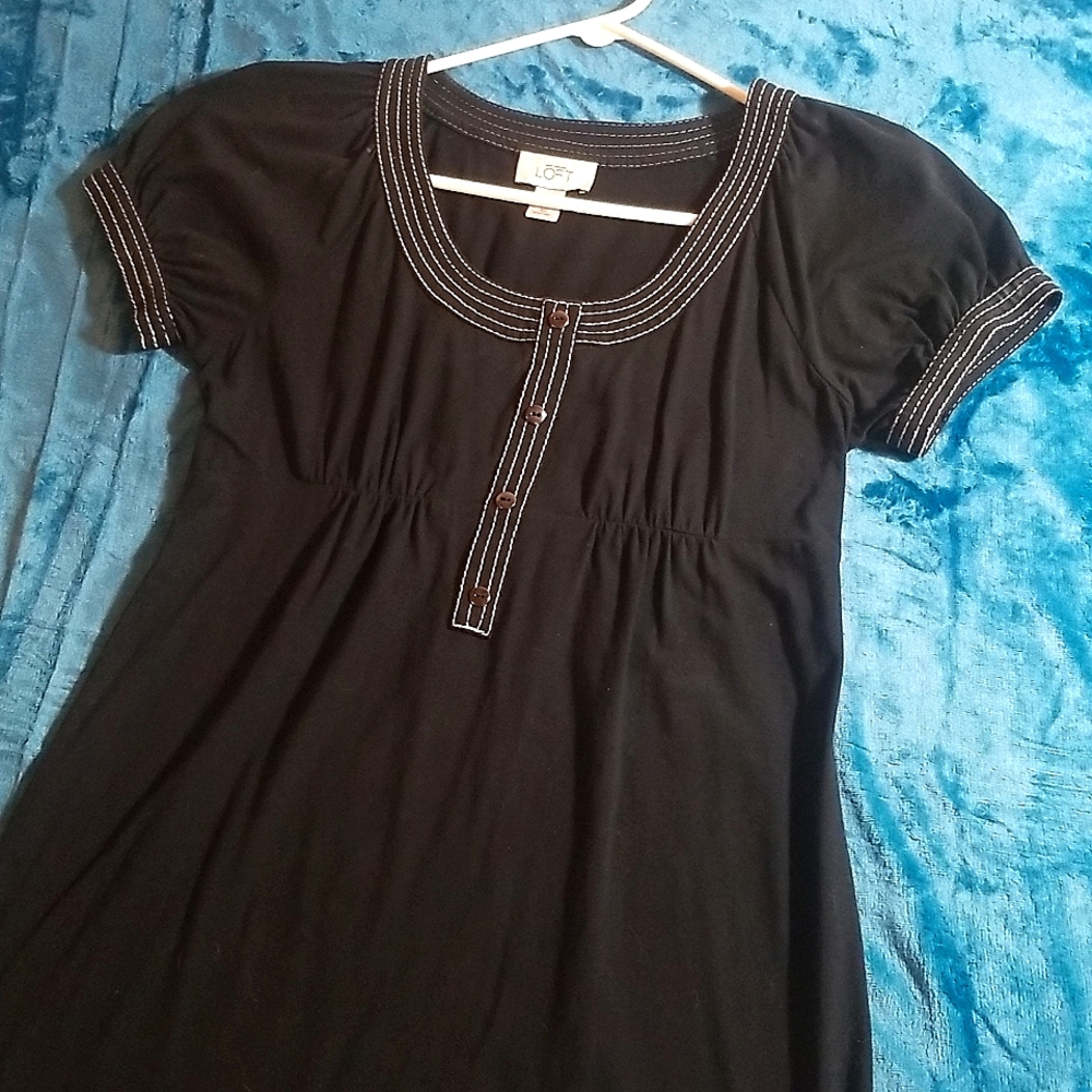 Ann Taylor Loft, Short Sleeve Black Dress, Size XS